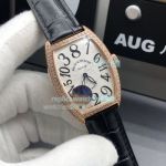 Replica Franck Muller Crazy Hours Diamond Bezel White Dial Rose Gold Watch